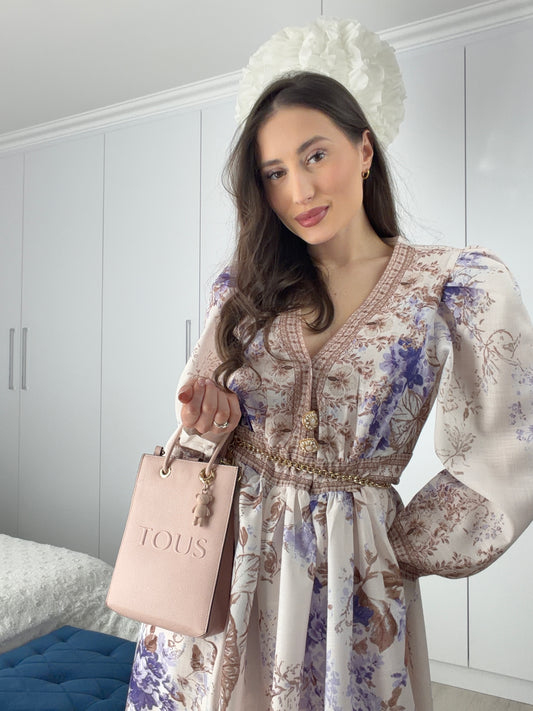 Długa sukienka maxi w stylu boho z długim rękawem