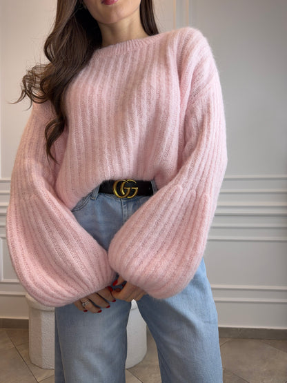 Różowy sweter z baby alpaki