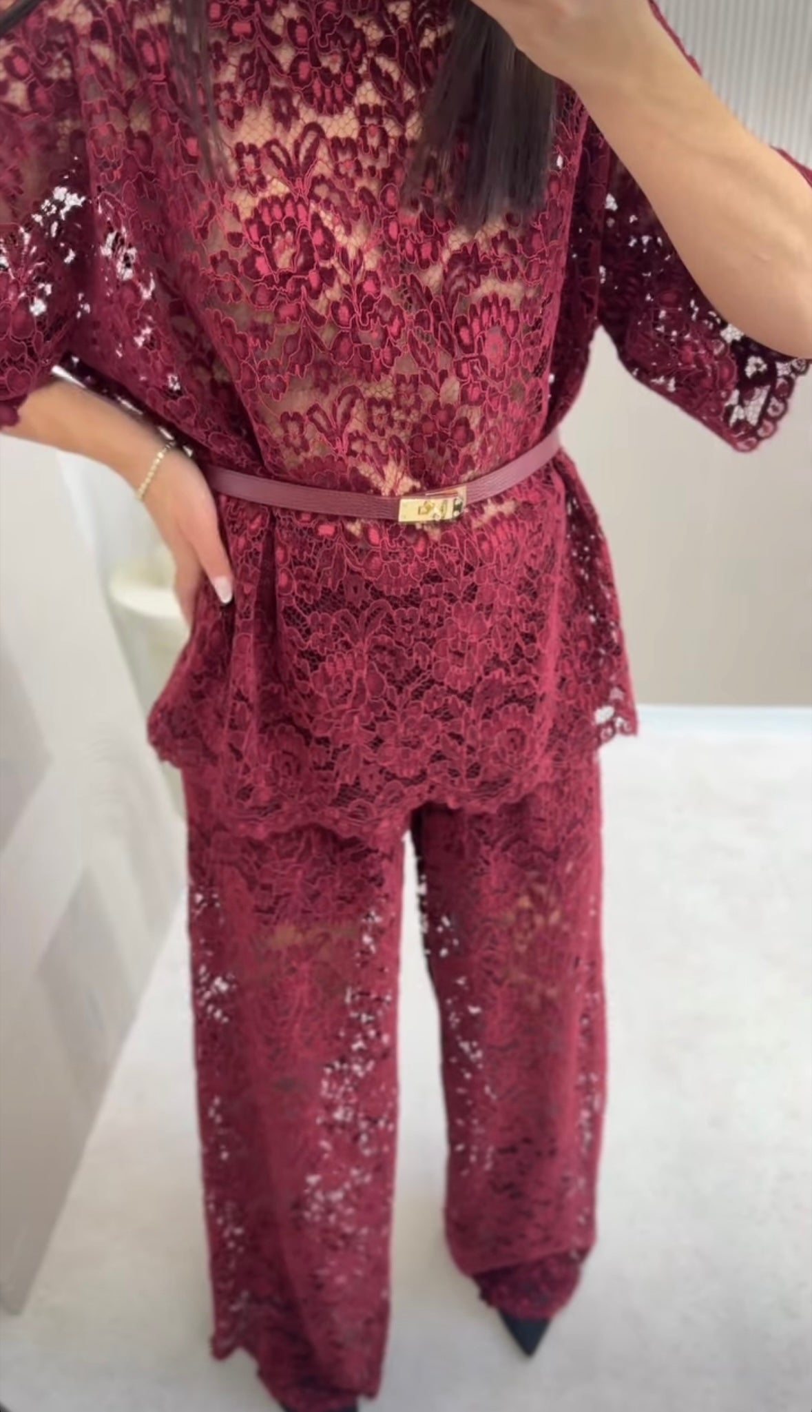 Komplet z koronki welurowej