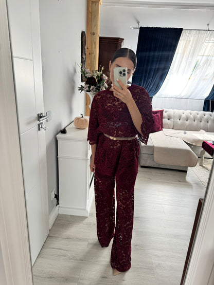 Komplet z koronki welurowej