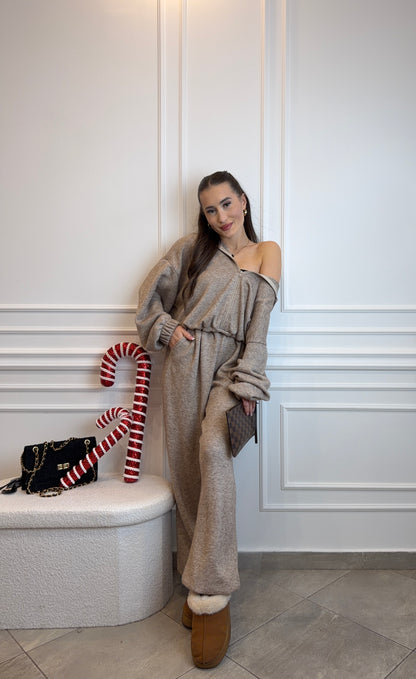 kombinezon z suwakiem w kolorze mocca