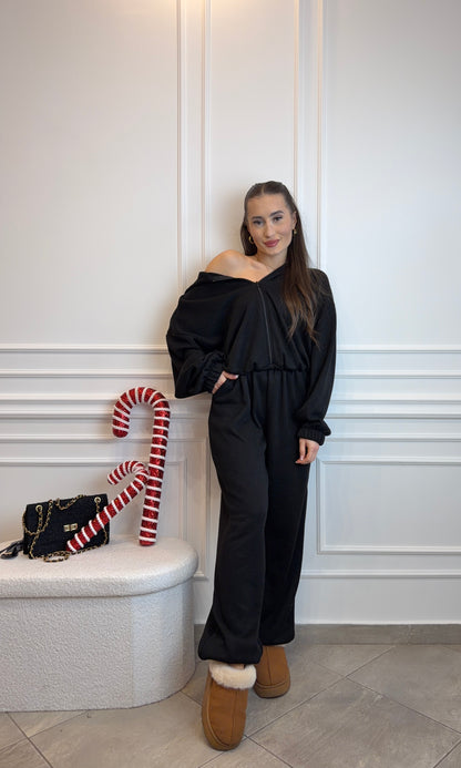 kombinezon z suwakiem w kolorze czarnym