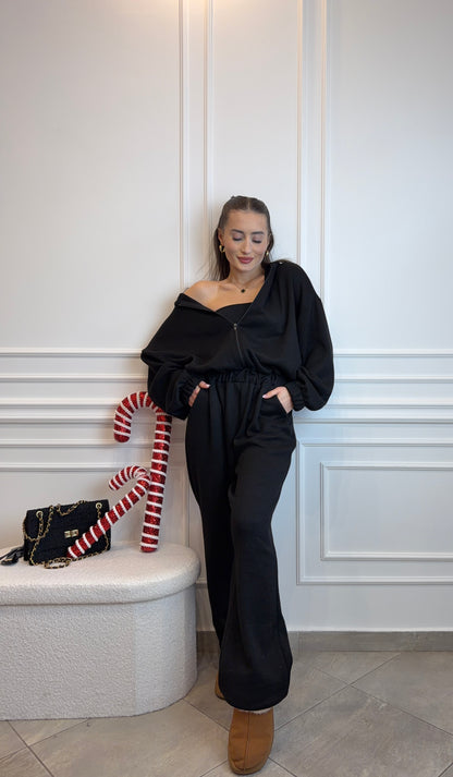 kombinezon z suwakiem w kolorze czarnym