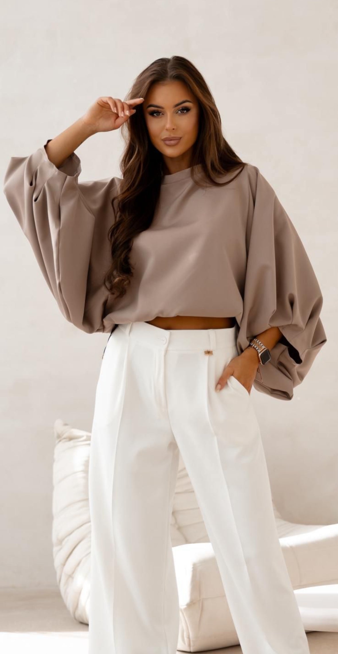 Elegancka koszula oversize z bufiastymi rękawami