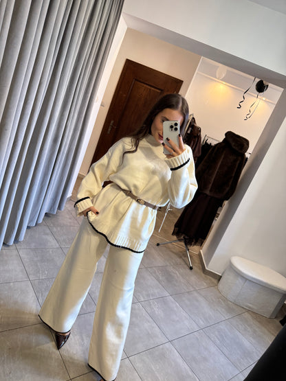 Elegancki dzianinowy komplet „Cream Comfort”